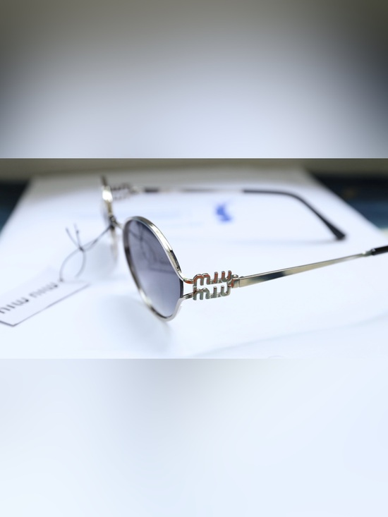 Miu Miu Silver Round Sunglasses with Dark Lenses main image 4